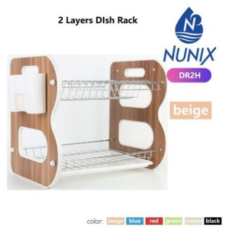 Nunix Durable 2 Tier Wooden Drying Dish Rack