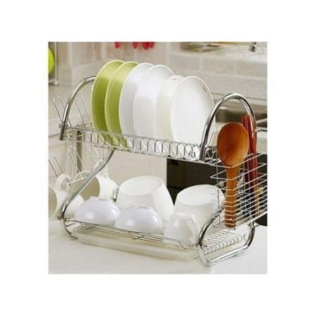 Nunix 2 Tier Dish Rack Stainless Steel, With Drain Board