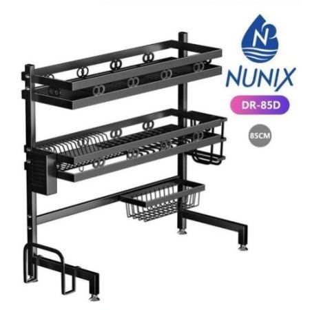 Nunix DishRack Oversink Drainer 3 Tier Black, 85cm DR-85D