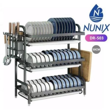 Nunix Dishrack Multifunctional Bowl Rack Stainless Steel 3 Tier, DR 503