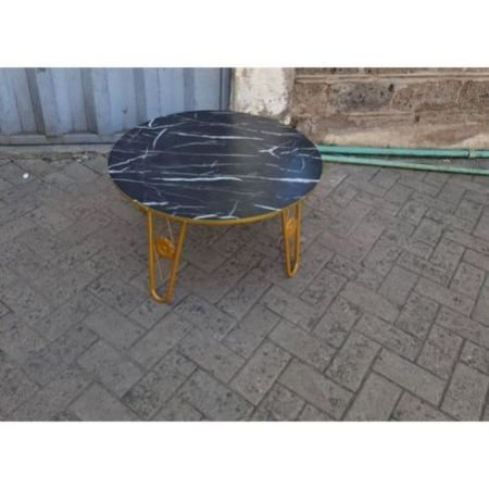 White and black executive MDF marble effect round table
