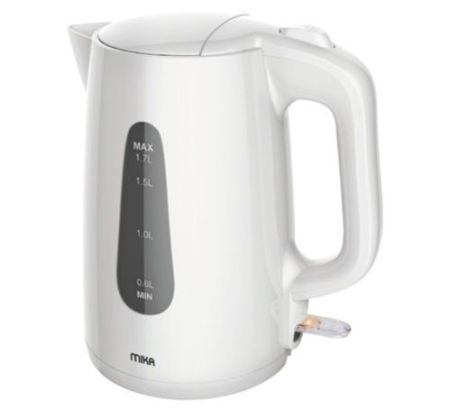 MIKA Kettle, 1.7L, Plastic, 360º Cordless ,Concealed Element, Cream White MKT1302W