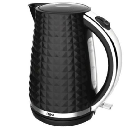 MIKA Kettle, 1.7L, Plastic, 360º Cordless, Concealed Element, Black with S.S. Trim MKT1304B