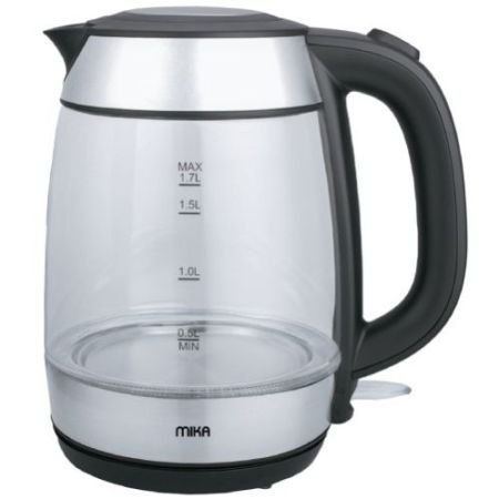 MIKA Kettle, 1.7L, Glass, 360º Cordless, Concealed Element, Glass Black MKT4101GB